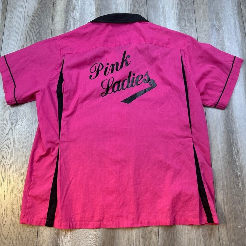 Hilton Bowling Retro Shirt XL Pink Ladies Poker Embroidered Rockabilly *